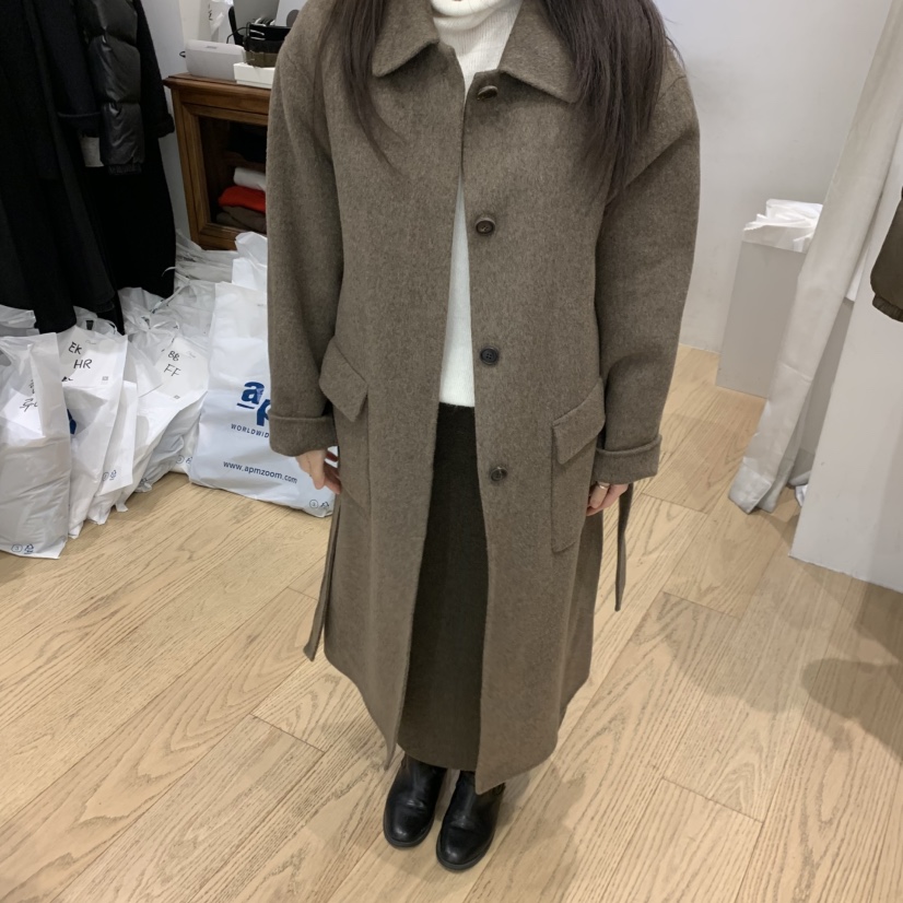 OURIN東大門㊣直郵女裝新款休閑人氣熱賣中長款大衣可拆卸口袋OURIN中長款大衣圖色3