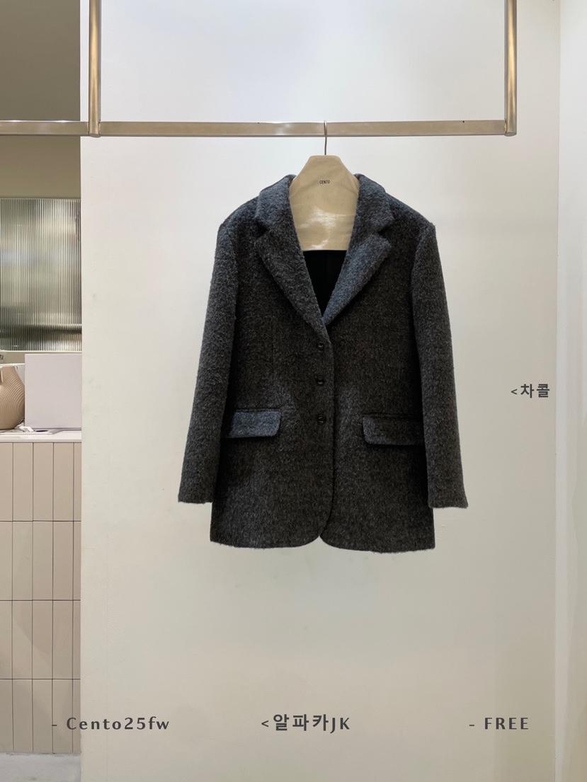 CENTO韓國直郵㊣女士新品職業25秋冬推薦休閑時尚人氣夾克羊駝CENTO夾克圖色3墨色