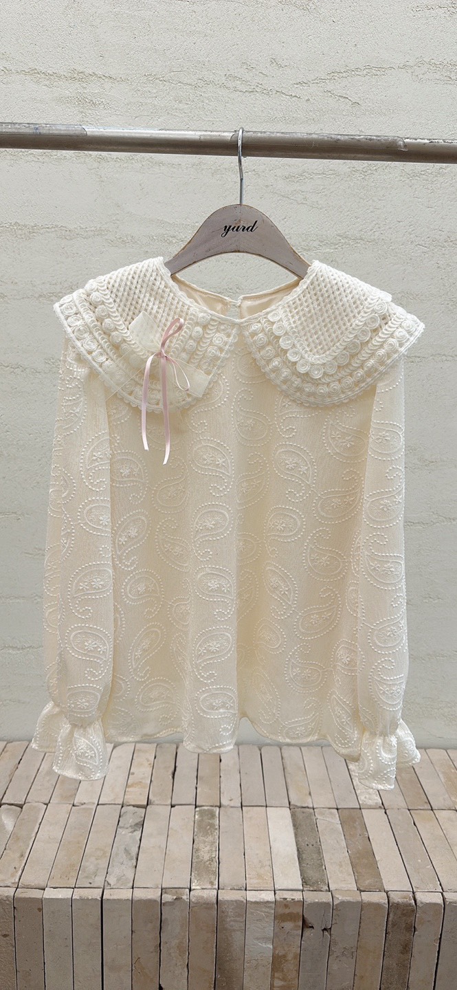 YARD東大門㊣直郵女士新款時尚推薦襯衫蕾絲衫含胸花刺繡雙層YARD襯衫/蕾絲衫圖色1