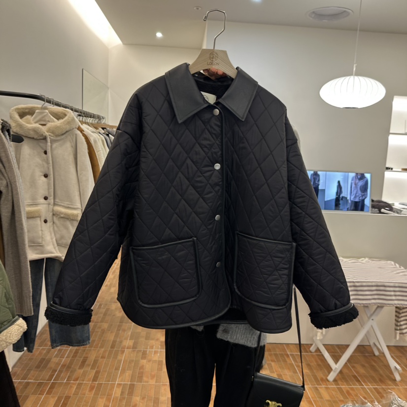 LOGON東大門㊣實拍女士新款職業休閑人氣推薦25秋冬短款棉服絎縫LOGON短款棉服圖色2