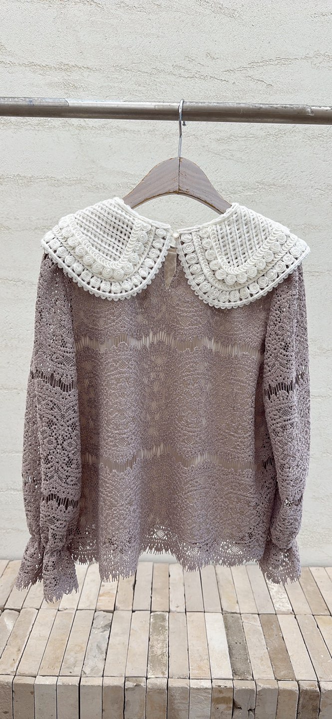 YARD韓國直郵㊣女裝新款時尚熱賣25秋冬襯衫蕾絲衫含胸花雙排扣YARD襯衫/蕾絲衫