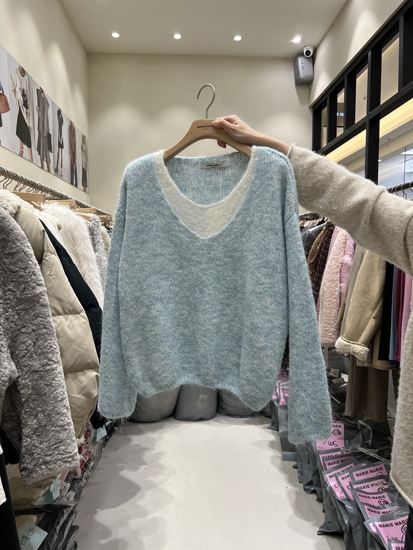 MARIE MARIE東大門㊣代購女裝新款25秋冬時尚針織衫假兩件MARIE MARIE針織衫圖色2