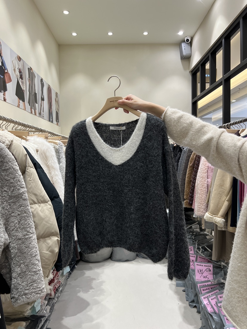 MARIE MARIE東大門㊣代購女裝新款25秋冬時尚針織衫假兩件MARIE MARIE針織衫圖色3