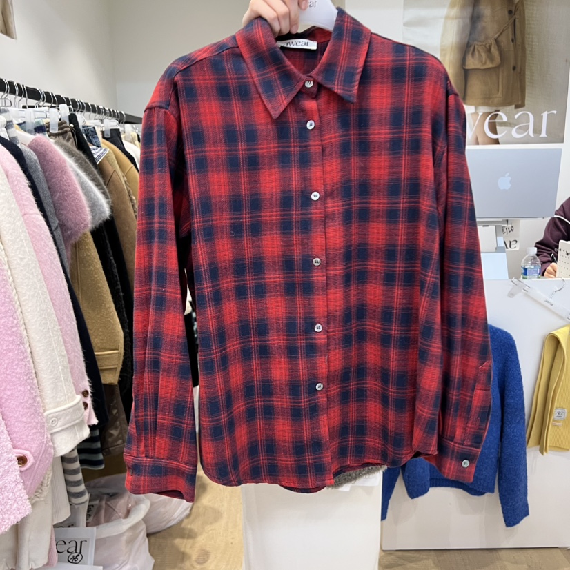 RUMIRU/AWEAR東大門㊣代購女裝新品休閑時尚襯衫蕾絲衫格子awear/RUMIRU襯衫/蕾絲衫圖色1