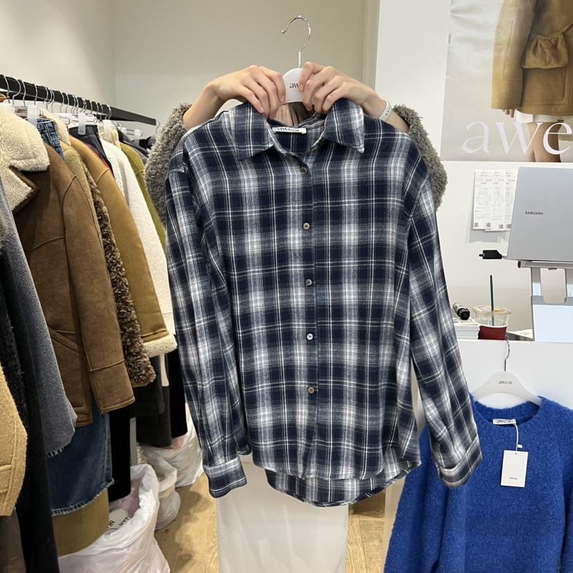 RUMIRU/AWEAR東大門㊣代購女裝新品休閑時尚襯衫蕾絲衫格子awear/RUMIRU襯衫/蕾絲衫圖色2