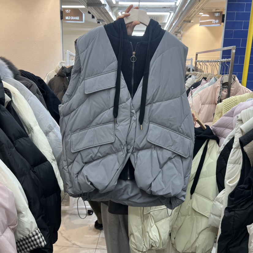 SIMPLE PARK/WMSTORY東大門㊣代購女士新品時尚馬甲連帽鵝絨SIMPLE PARK/WMSTORY馬甲圖色1