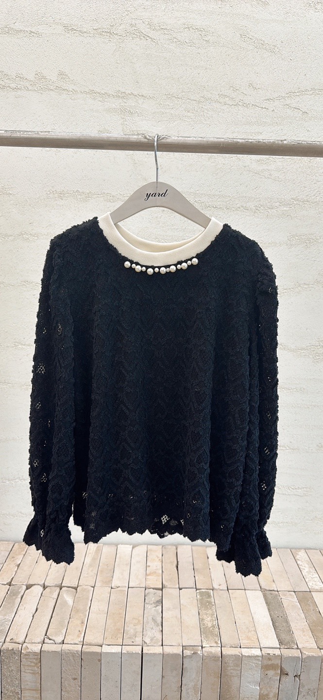 YARD東大門㊣直郵女裝新款職業時尚人氣休閑襯衫蕾絲衫含胸花YARD襯衫/蕾絲衫圖色2