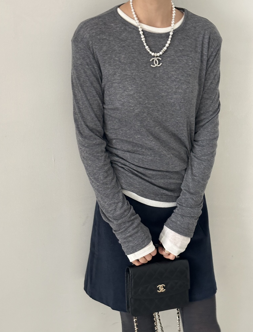 DEMAR韓國直郵㊣女裝新款時尚長袖T恤不含內搭天絲羊毛圓領DEMAR長袖T恤圖色3