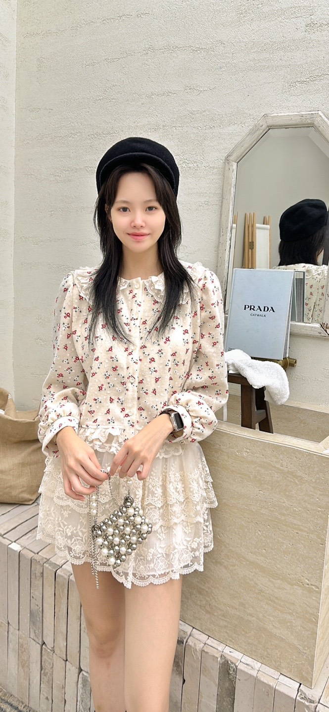 YARD韓國代購㊣女士新款推薦25秋冬職業熱賣襯衫蕾絲衫刺繡YARD襯衫/蕾絲衫