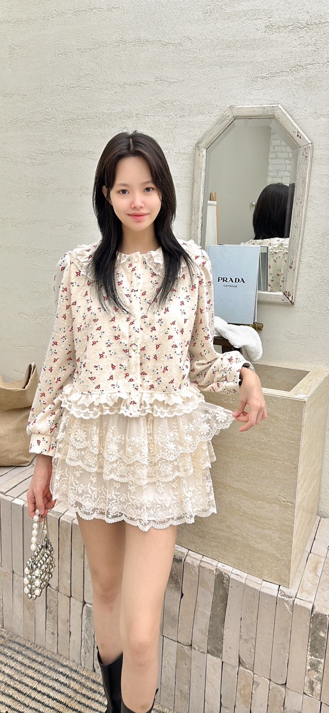 YARD韓國代購㊣女士新款推薦25秋冬職業熱賣襯衫蕾絲衫刺繡YARD襯衫/蕾絲衫