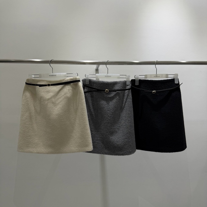 WOOD SAGE東大門㊣直郵女裝新品人氣時尚職業短裙包含腰帶WOOD SAGE短裙圖色2左二色