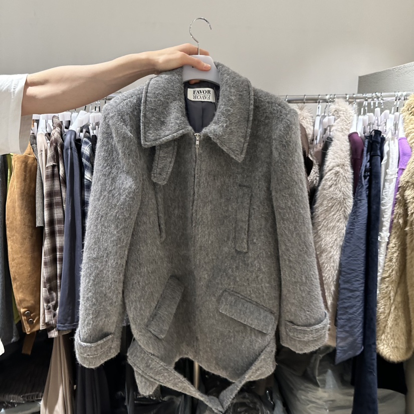 FAVOR-P韓國代購㊣女裝新款職業推薦人氣25秋冬休閑短款大衣FAVOR-P短款大衣圖色2