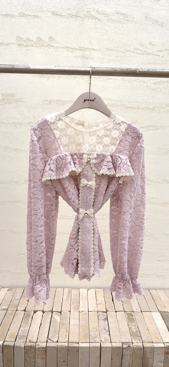 YARD韓國直郵㊣女裝新品推薦25秋冬職業時尚熱賣襯衫蕾絲衫YARD襯衫/蕾絲衫圖色1