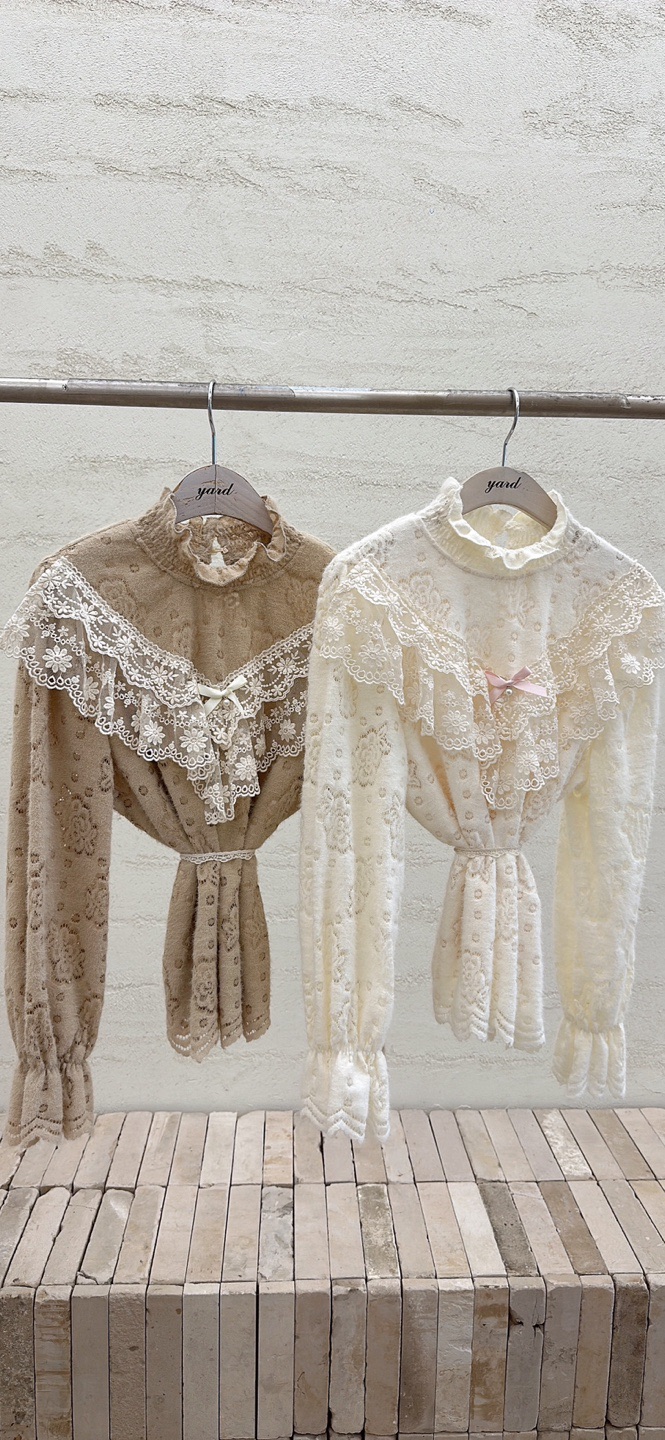 YARD東大門㊣代購女士新品熱賣職業25秋冬真品襯衫蕾絲衫刺繡YARD襯衫/蕾絲衫