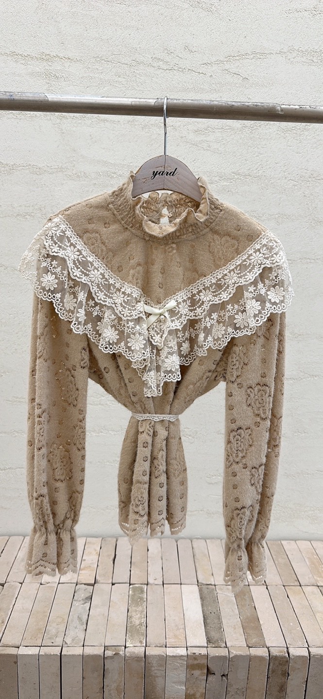 YARD東大門㊣代購女士新品熱賣職業25秋冬真品襯衫蕾絲衫刺繡YARD襯衫/蕾絲衫圖色2