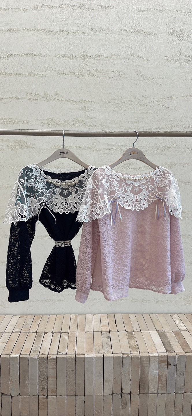 YARD韓國直郵㊣女裝新款推薦25秋冬時尚真品休閑襯衫蕾絲衫YARD襯衫/蕾絲衫