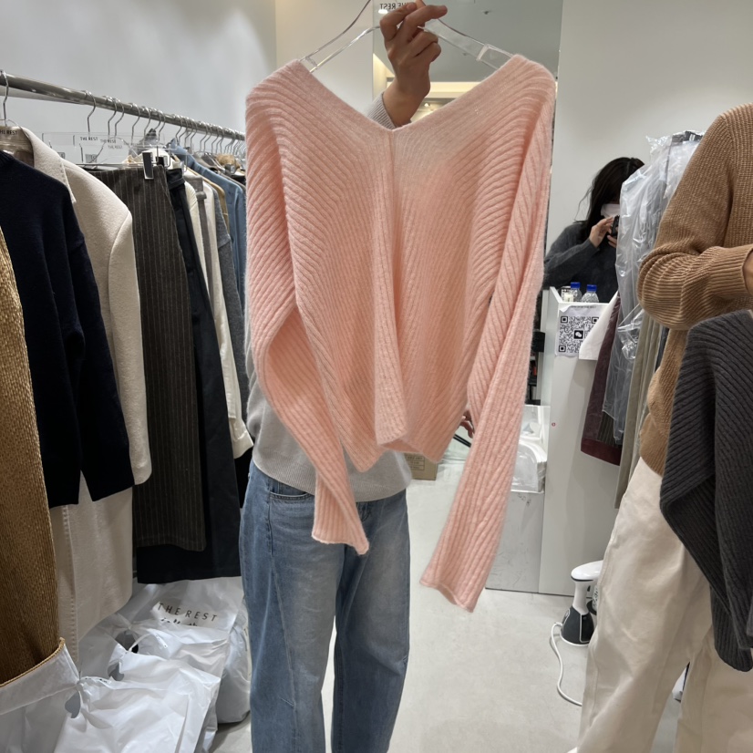 THE REST東大門㊣直郵女裝新品職業25秋冬休閑針織衫V領紐扣THE REST/UNNOEUD針織衫