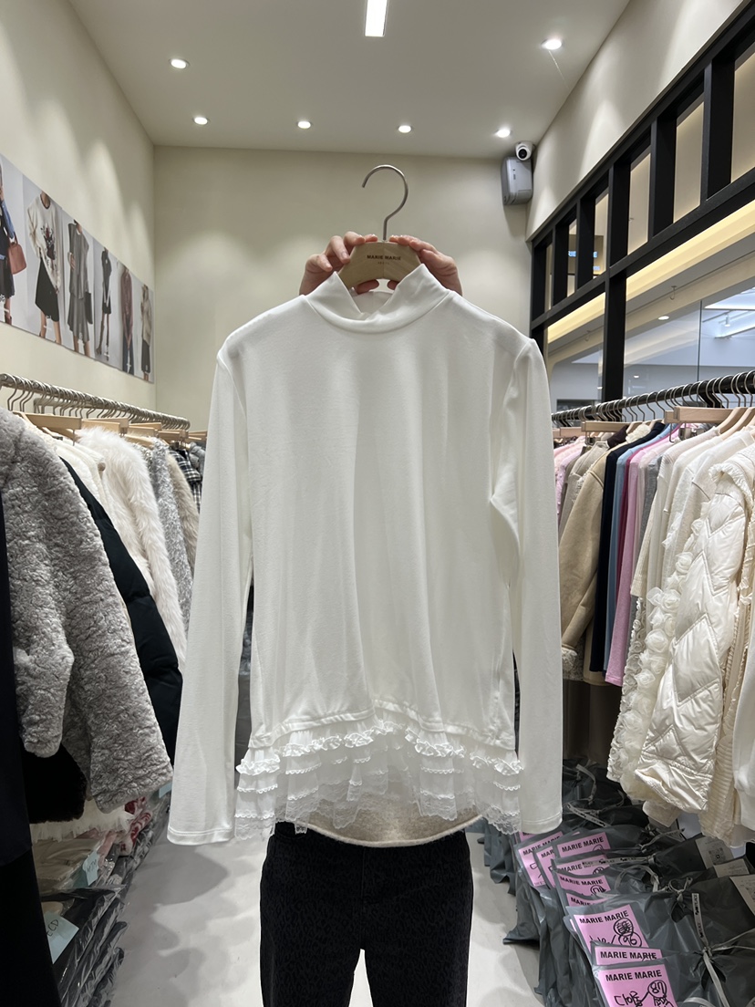 MARIE MARIE韓國代購㊣女裝新款推薦人氣休閑25秋冬長袖T恤蕾絲MARIE MARIE長袖T恤圖色1