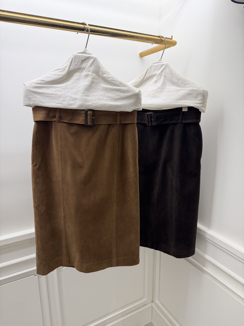 ETER韓國直郵㊣女士新款時尚職業休閑半身裙中短裙含腰帶麂皮eter/VERSO半身裙/中短裙