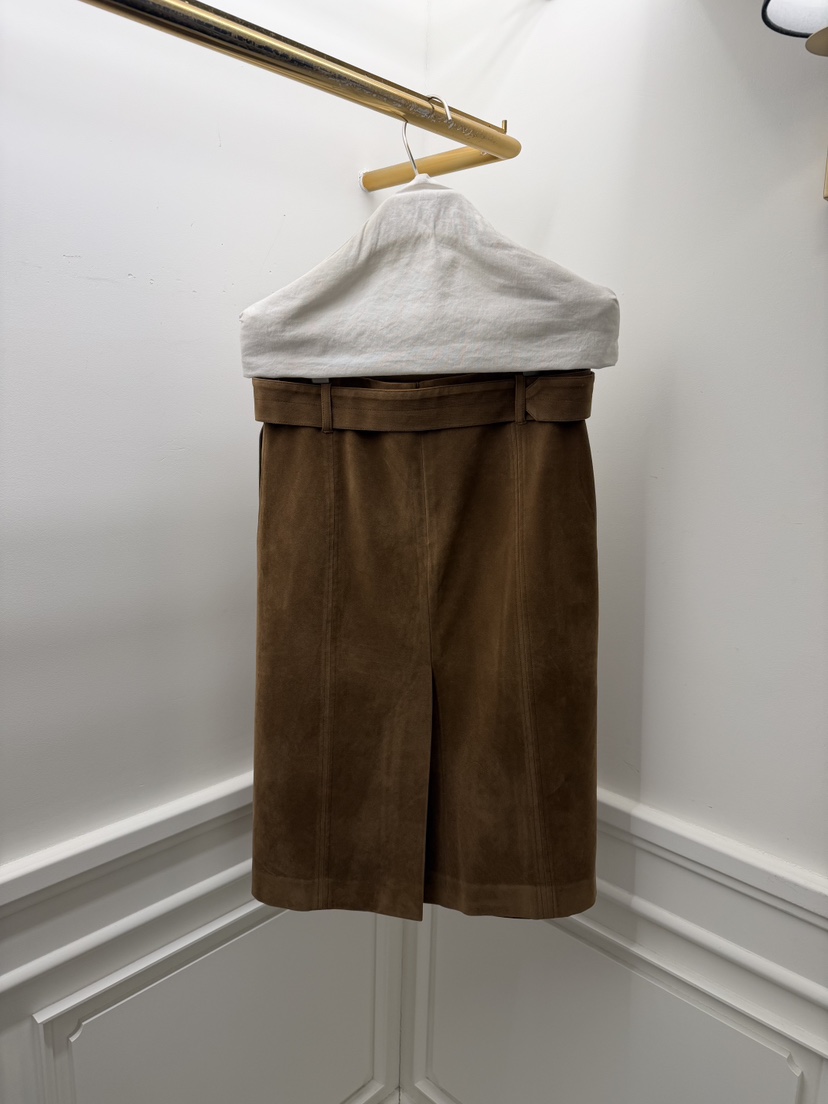 ETER韓國直郵㊣女士新款時尚職業休閑半身裙中短裙含腰帶麂皮eter/VERSO半身裙/中短裙