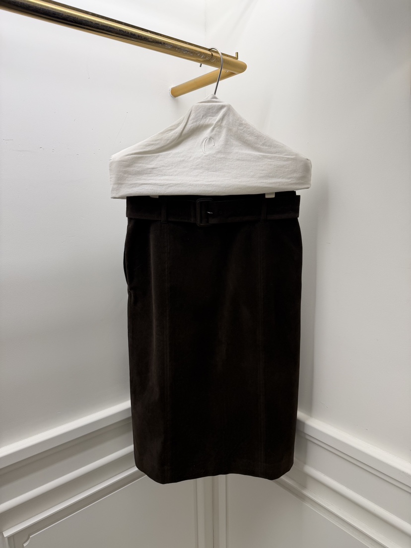 ETER韓國直郵㊣女士新款時尚職業休閑半身裙中短裙含腰帶麂皮eter/VERSO半身裙/中短裙圖色2