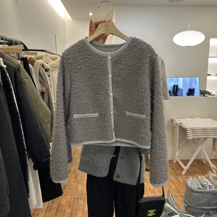 LOGON韓國代購㊣女裝新品時尚25秋冬熱賣休閑推薦人氣夾克開衫LOGON夾克圖色2