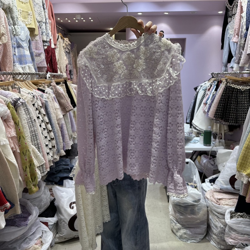 MS東大門㊣直郵女裝新款人氣25秋冬熱賣職業真品襯衫蕾絲衫MS襯衫/蕾絲衫圖色2