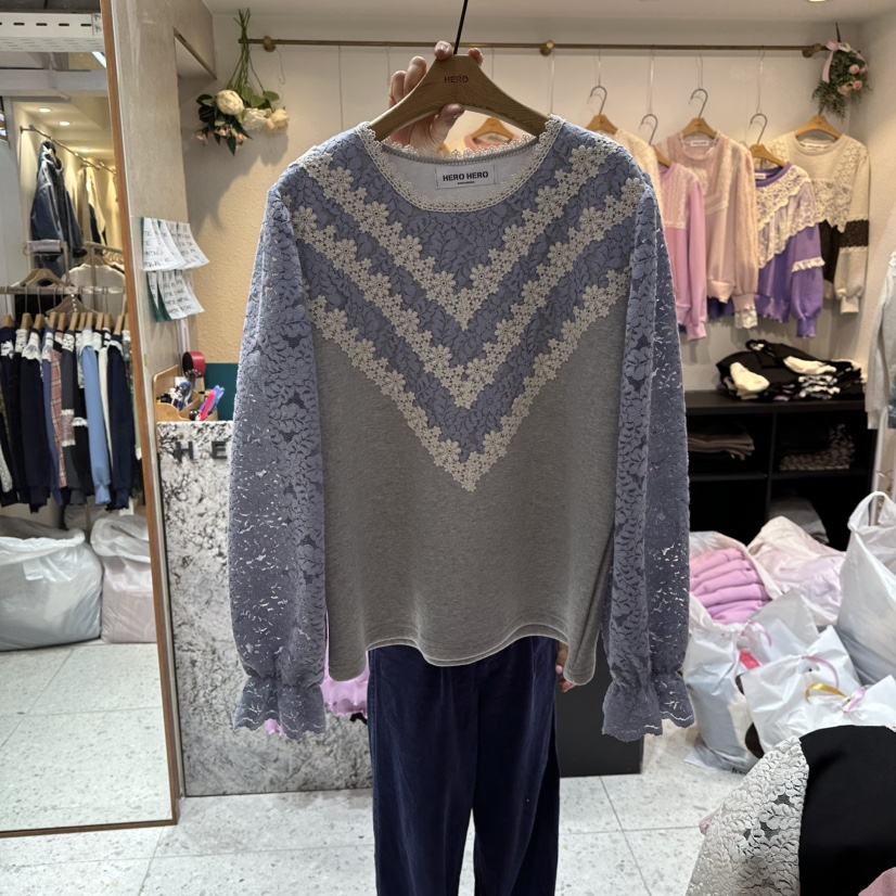 HERO韓國代購㊣女裝新品時尚人氣休閑25秋冬職業襯衫蕾絲衫HERO襯衫/蕾絲衫圖色2