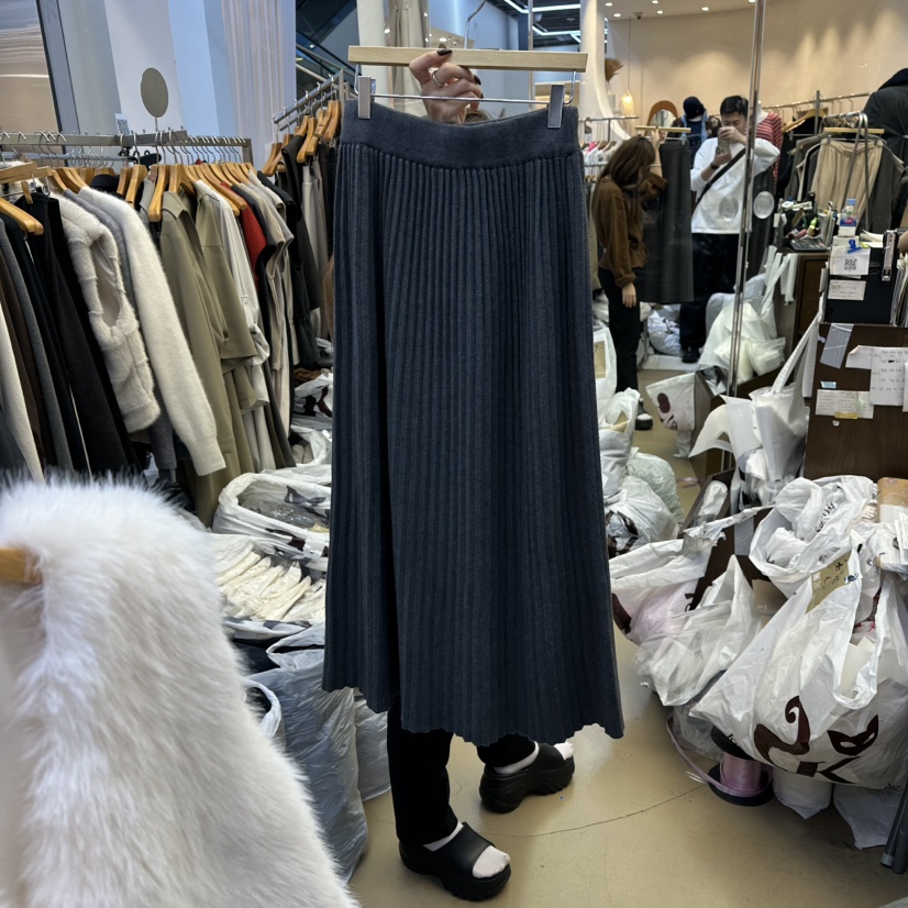 SANS韓國直郵㊣女士新品熱賣真品時尚推薦人氣職業長裙褶裥SANS長裙