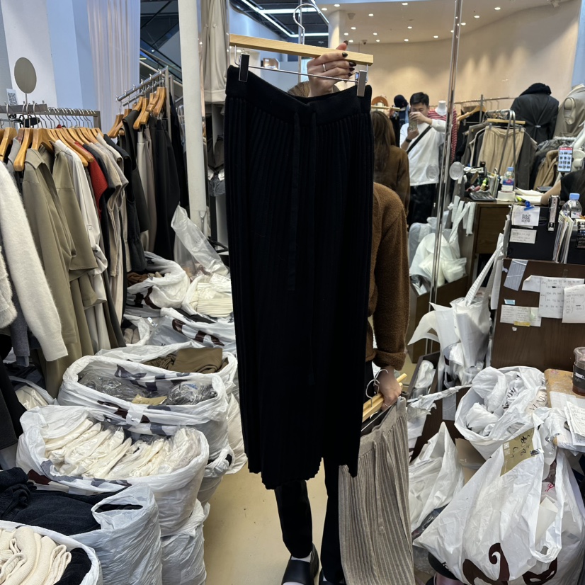 SANS韓國直郵㊣女士新品熱賣真品時尚推薦人氣職業長裙褶裥SANS長裙圖色4黑色