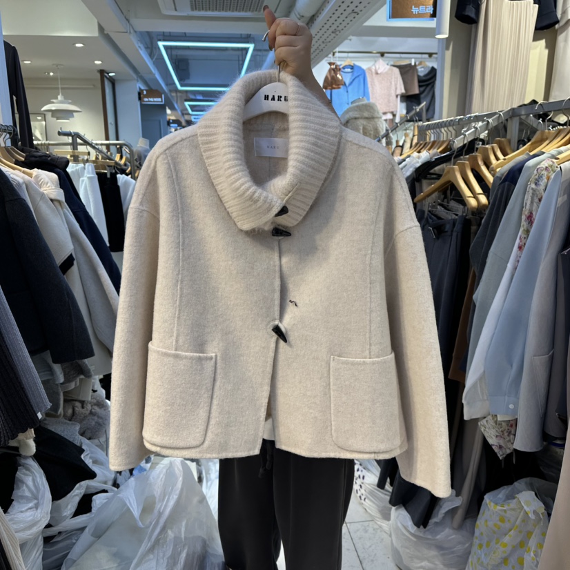 HARU-Q東大門㊣直郵女士新款時尚人氣熱賣25秋冬短款大衣手工HARU-Q短款大衣圖色1