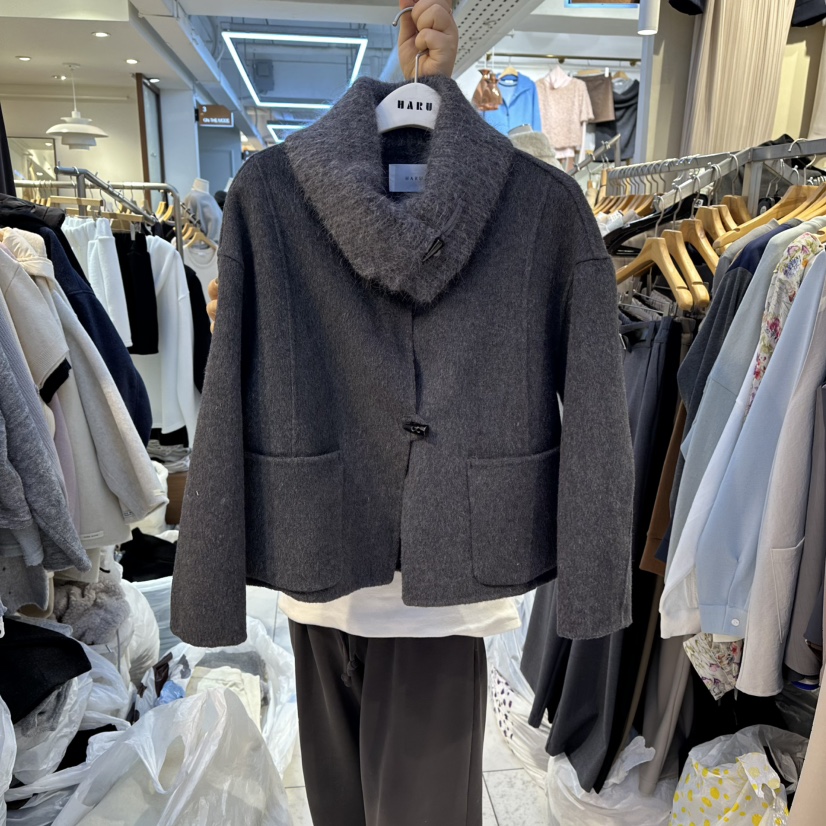 HARU-Q東大門㊣直郵女士新款時尚人氣熱賣25秋冬短款大衣手工HARU-Q短款大衣圖色2