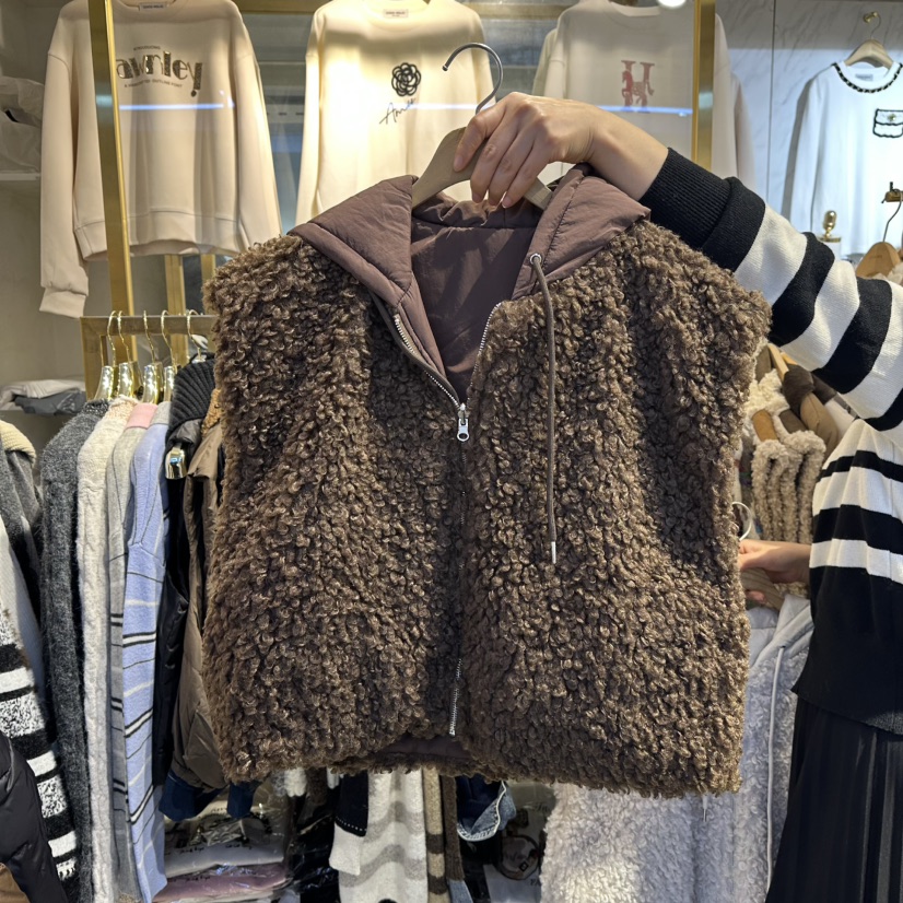 COCO HOLIC東大門㊣直郵女士新款推薦熱賣馬甲里外穿雙面連帽COCO HOLIC馬甲圖色2