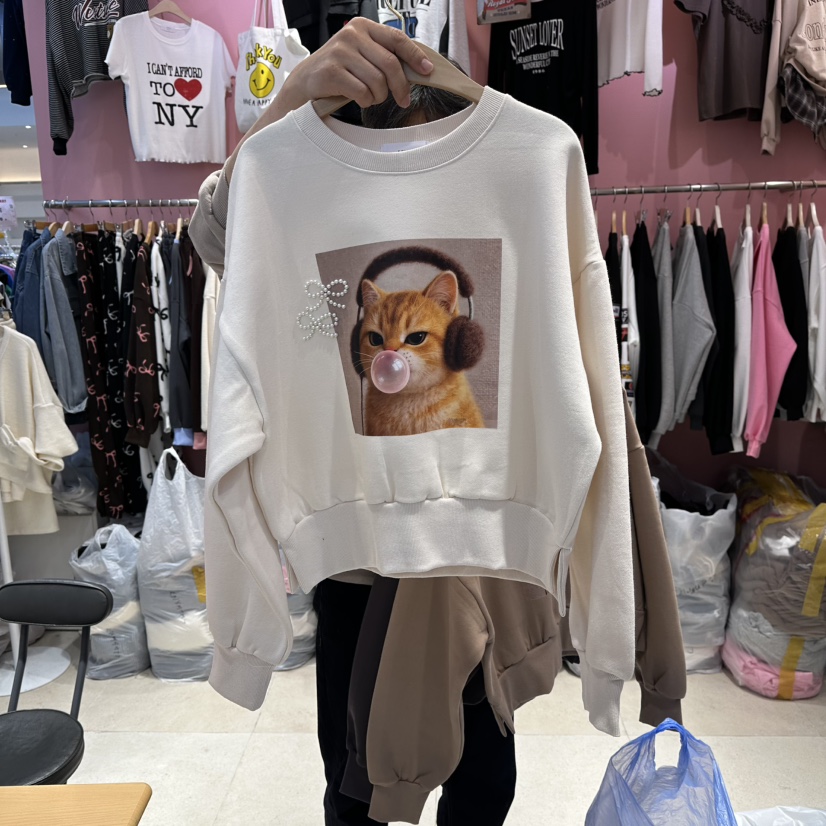 K STORY東大門㊣實拍女裝新款25秋冬職業推薦人氣衛衣加絨K STORY衛衣圖色1