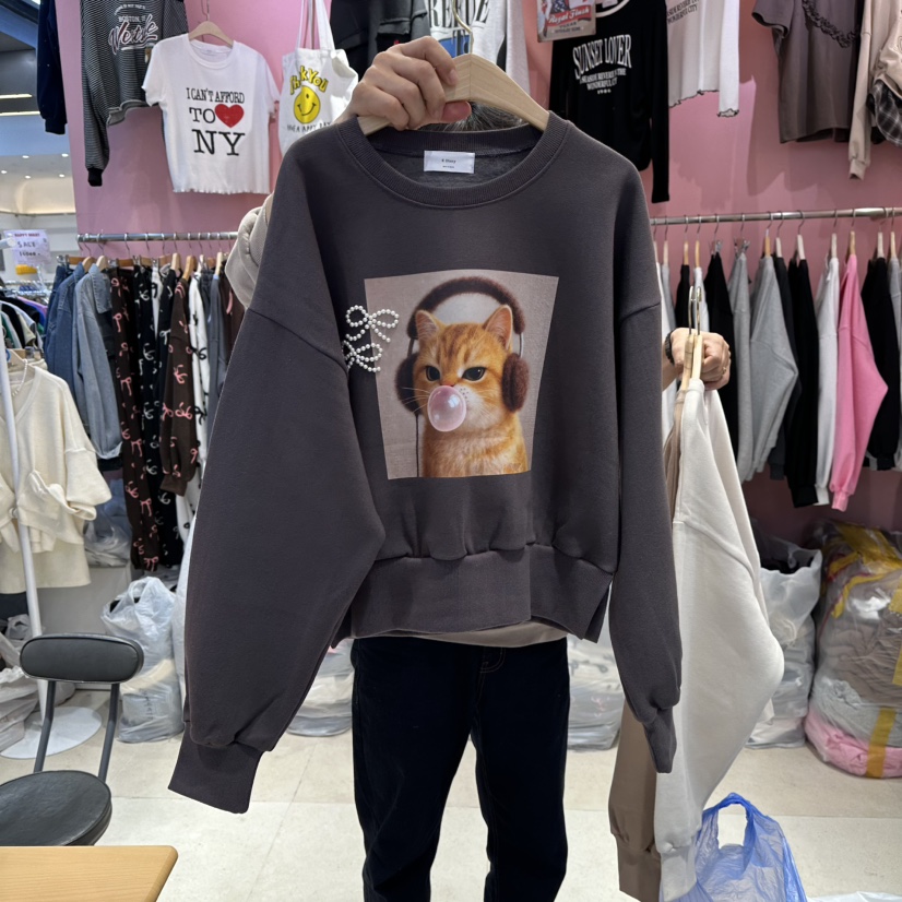 K STORY東大門㊣實拍女裝新款25秋冬職業推薦人氣衛衣加絨K STORY衛衣圖色2