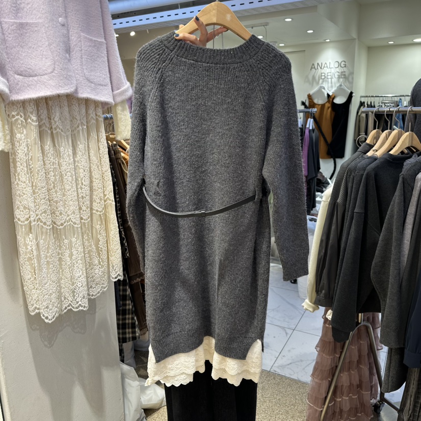 BELITA東大門㊣實拍女裝新品25秋冬職業人氣時尚連衣裙含腰帶BELITA連衣裙