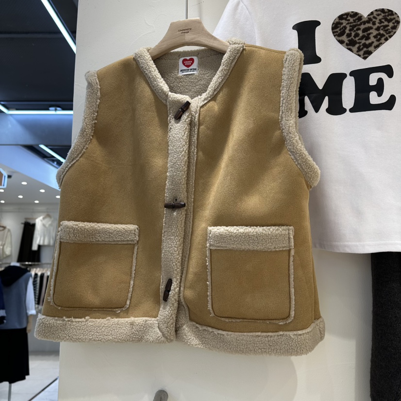 UNDERSTAR_VINTAGE韓國代購㊣女士新品時尚休閑真品馬甲羊毛UNDERSTAR_VINTAGE馬甲圖色1