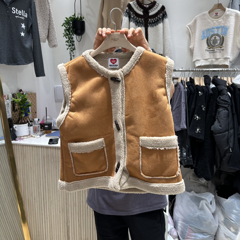 UNDERSTAR_VINTAGE韓國代購㊣女士新品時尚休閑真品馬甲羊毛UNDERSTAR_VINTAGE馬甲圖色2