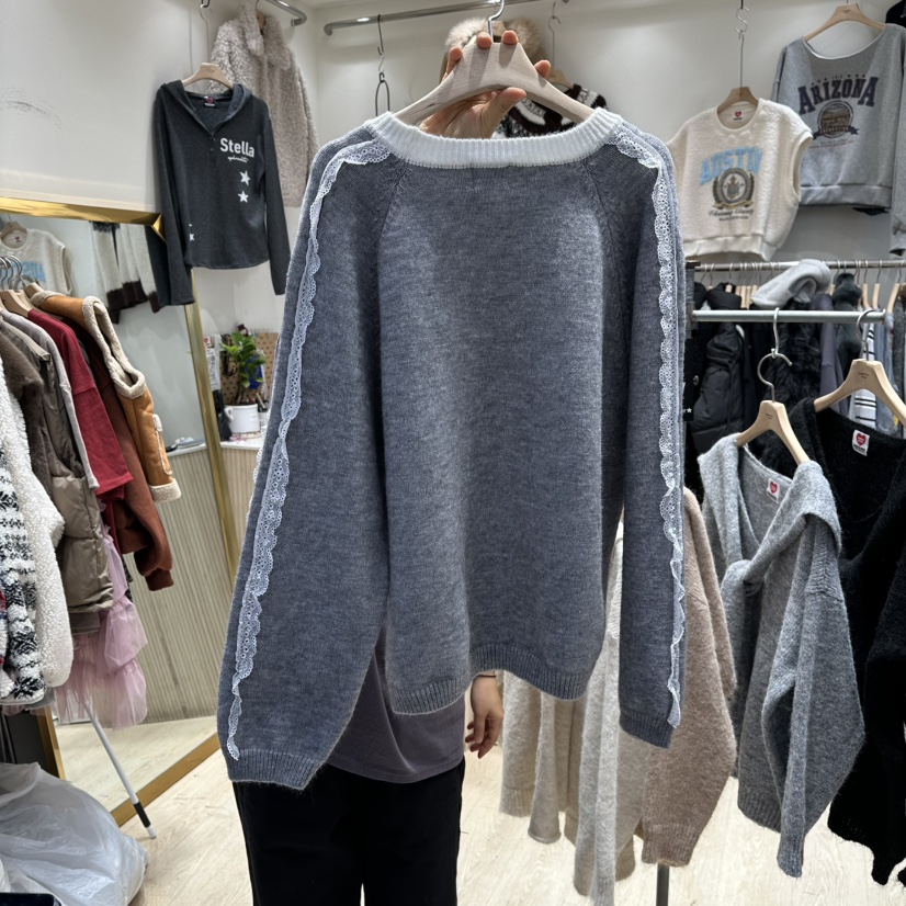 UNDERSTAR_VINTAGE韓國代購㊣女裝新款推薦職業真品針織衫蕾絲UNDERSTAR_VINTAGE針織衫