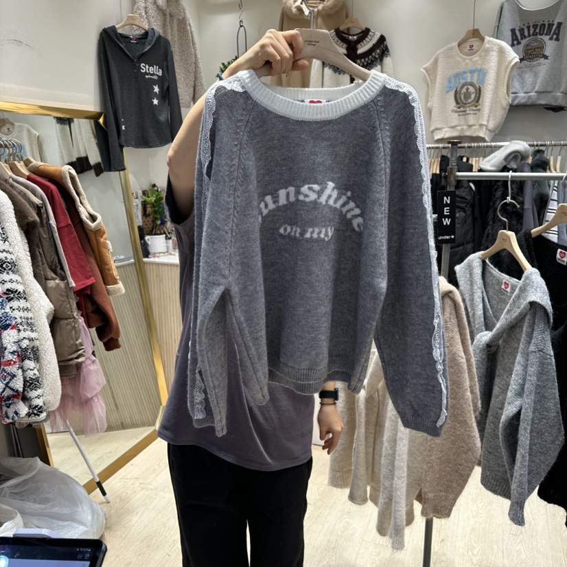 UNDERSTAR_VINTAGE韓國代購㊣女裝新款推薦職業真品針織衫蕾絲UNDERSTAR_VINTAGE針織衫圖色2