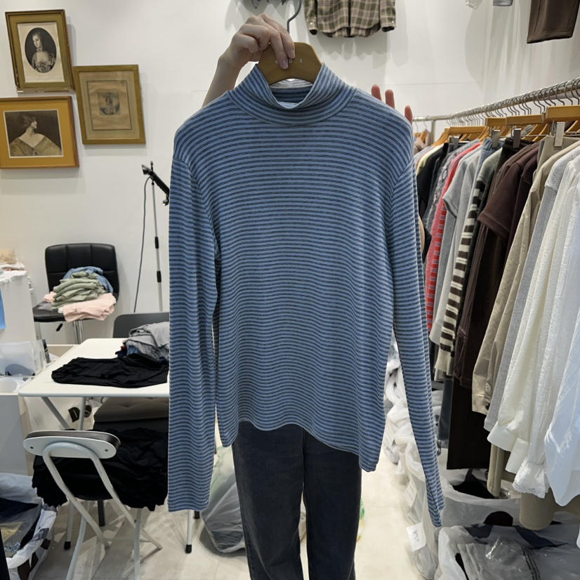 MODS-Q東大門㊣實拍女士新款休閑熱賣25秋冬時尚推薦長袖T恤MODS-Q長袖T恤圖色2藍色