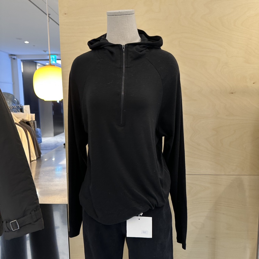 ARTISANAL韓國代購㊣女裝新品休閑25秋冬職業長袖T恤羊毛帽ARTISANAL長袖T恤圖色3黑色