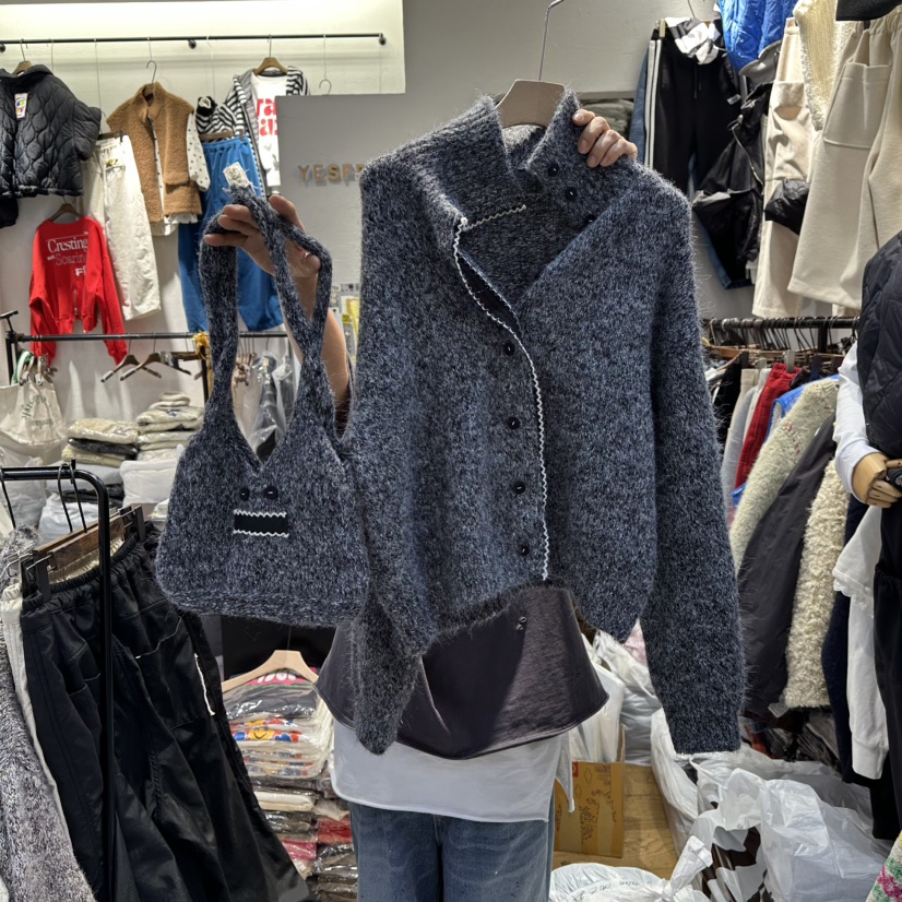 YESFREE東大門㊣代購女裝新品時尚休閑熱賣毛衣含包套裝高領YESFREE毛衣圖色1