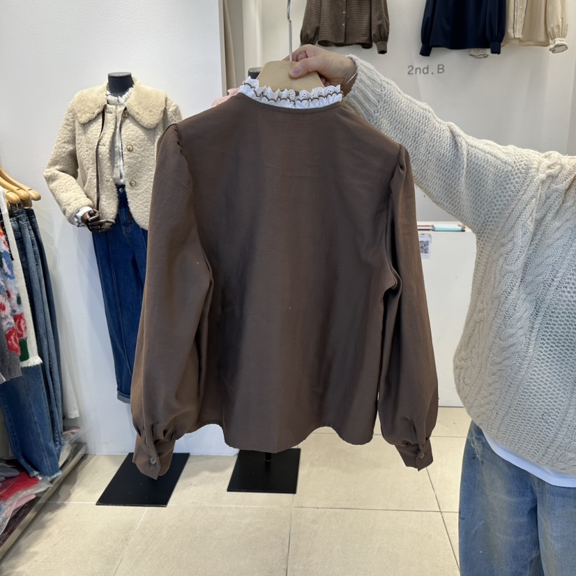 2nd B-S韓國直郵㊣女士新款休閑真品人氣熱賣25秋冬襯衫蕾絲衫2nd B-S襯衫/蕾絲衫