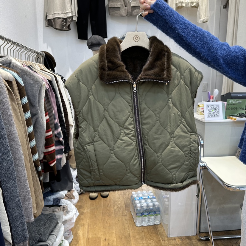 THE MOST-Q韓國代購㊣女士新款25秋冬真品馬甲兩面穿雙面THE MOST馬甲