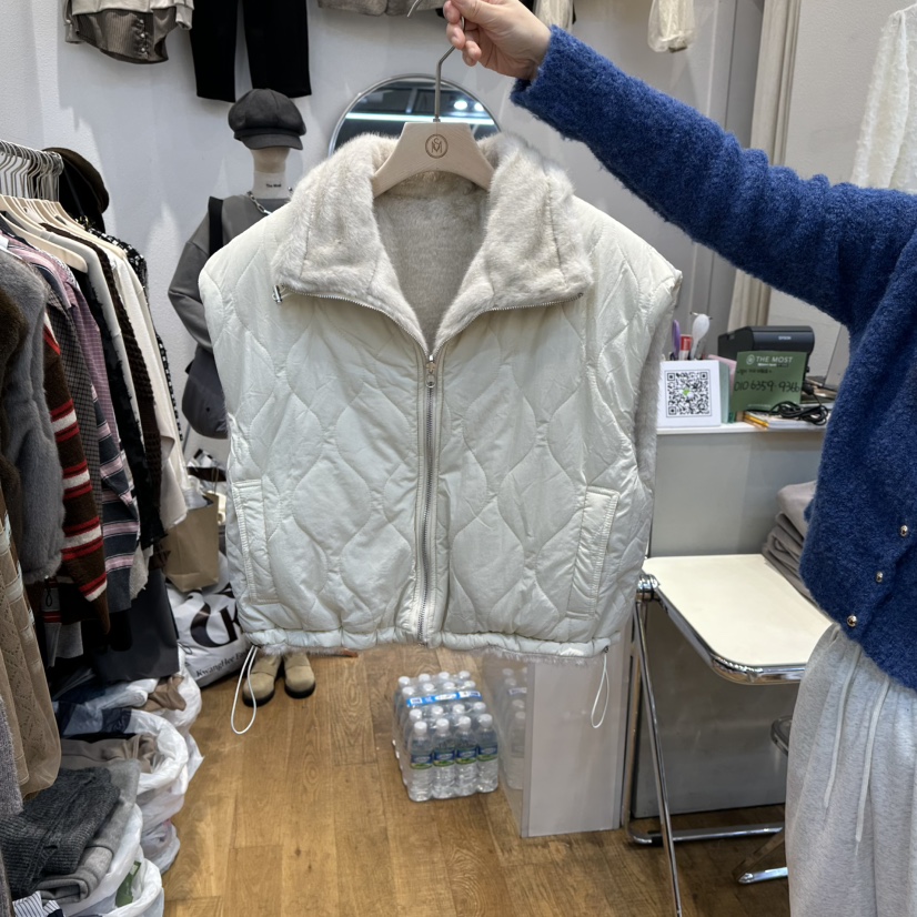 THE MOST-Q韓國代購㊣女士新款25秋冬真品馬甲兩面穿雙面THE MOST馬甲圖色1