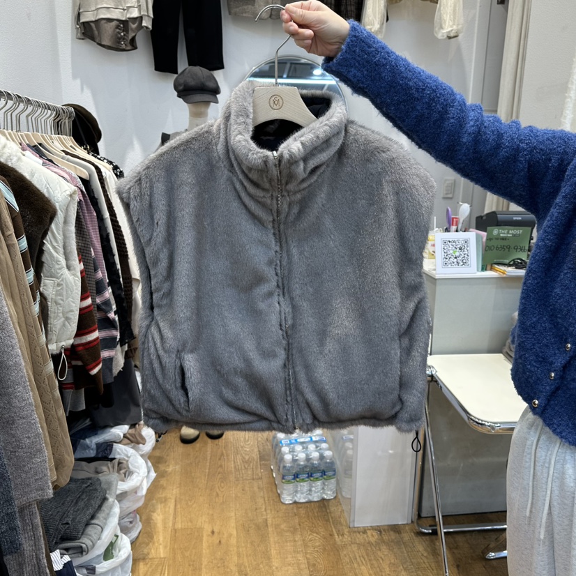 THE MOST-Q韓國代購㊣女士新款25秋冬真品馬甲兩面穿雙面THE MOST馬甲圖色2