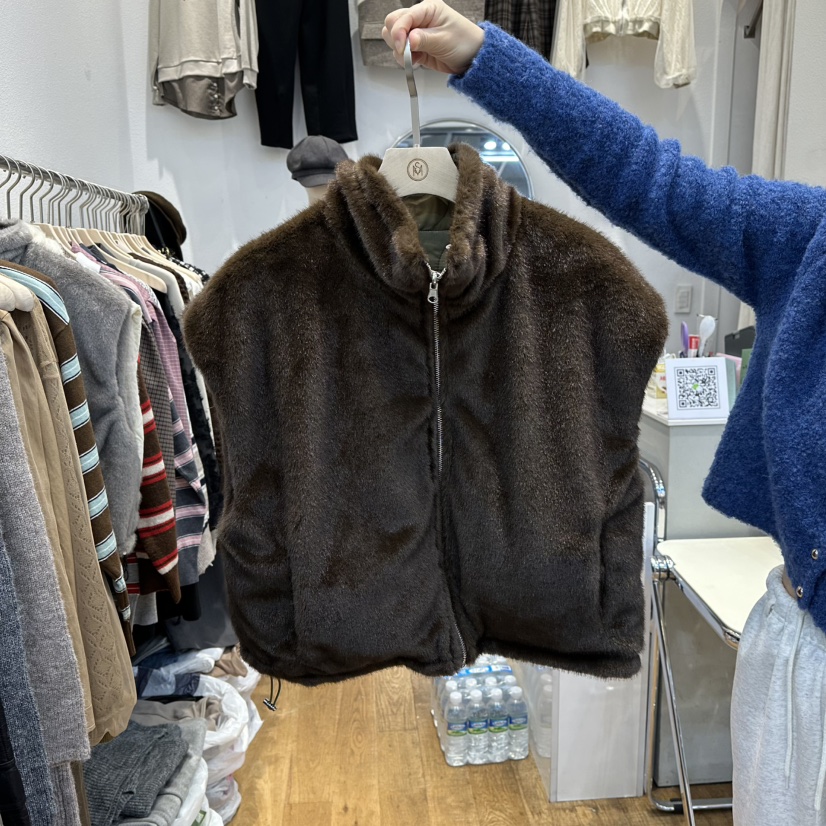 THE MOST-Q韓國代購㊣女士新款25秋冬真品馬甲兩面穿雙面THE MOST馬甲圖色3