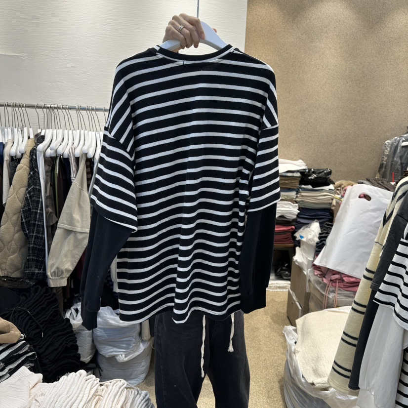 HEIL東大門㊣實拍女士新品職業25秋冬推薦休閑長袖T恤假兩件HEIL長袖T恤