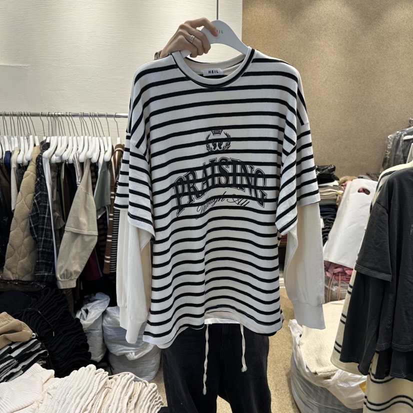 HEIL東大門㊣實拍女士新品職業25秋冬推薦休閑長袖T恤假兩件HEIL長袖T恤圖色1